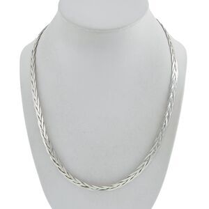 Vintage Italy V Sterling Silver 925 6mm Braided Herringbone Necklace 20"